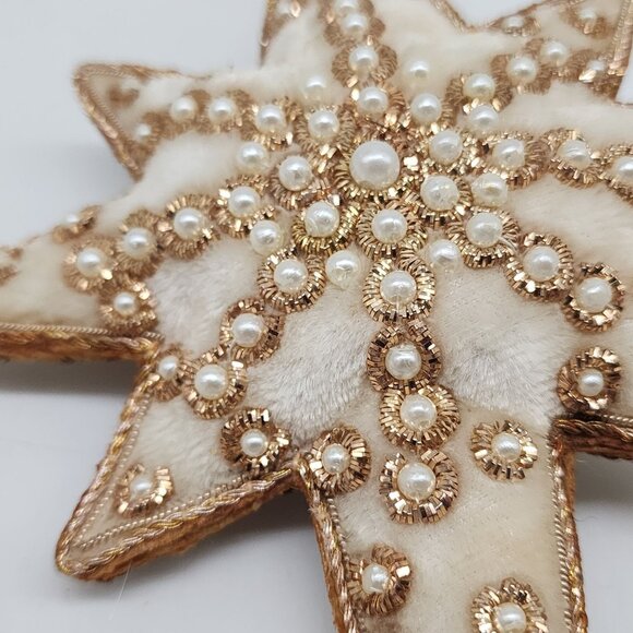 Mark Roberts Ornament Beaded Stars Cross Pearl Metal Tinsel Felt Fabric - Picture 5 of 9